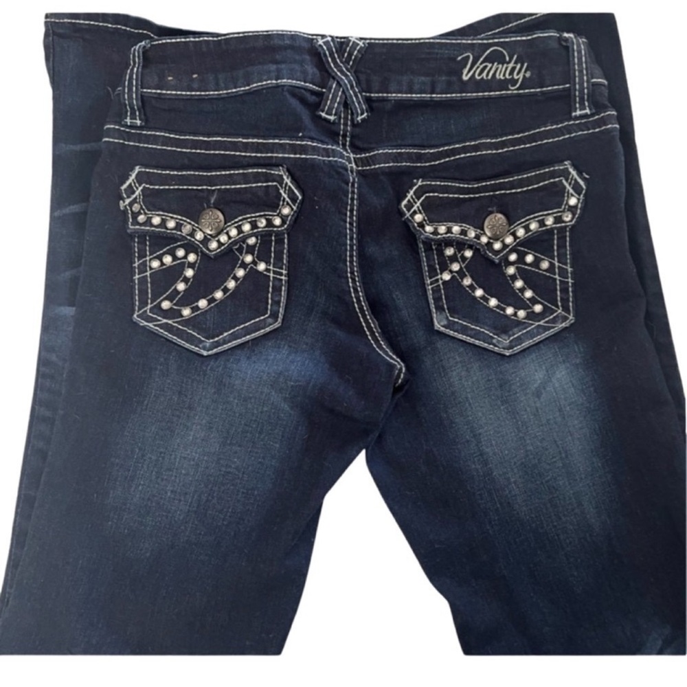 Y2k Sexy Vanity bedazzled accent jeans. Bootcut size 27/31
